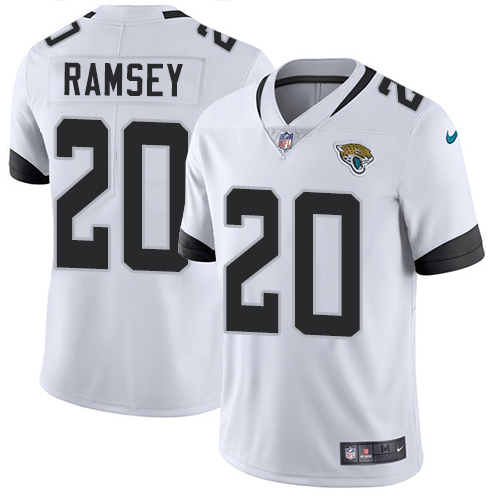 Nike Jaguars #20 Jalen Ramsey White Men's Stitched NFL Vapor Untouchable Limited Jersey - Click Image to Close